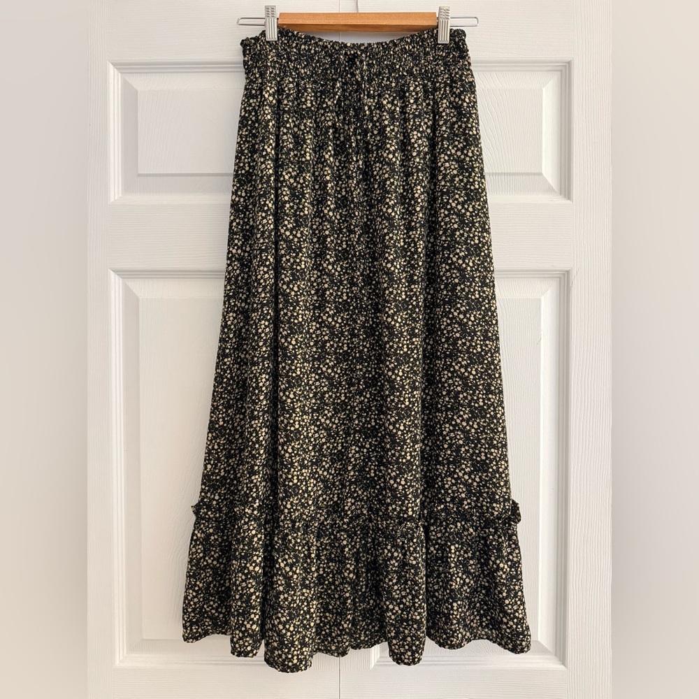 Blu Pepper Ditsy Floral Maxi Skirt with front slit